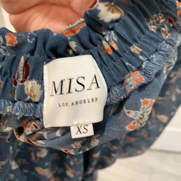 MISA  LA Blue floral mini off the shoulder dress in size XS - Picture 6 of 8